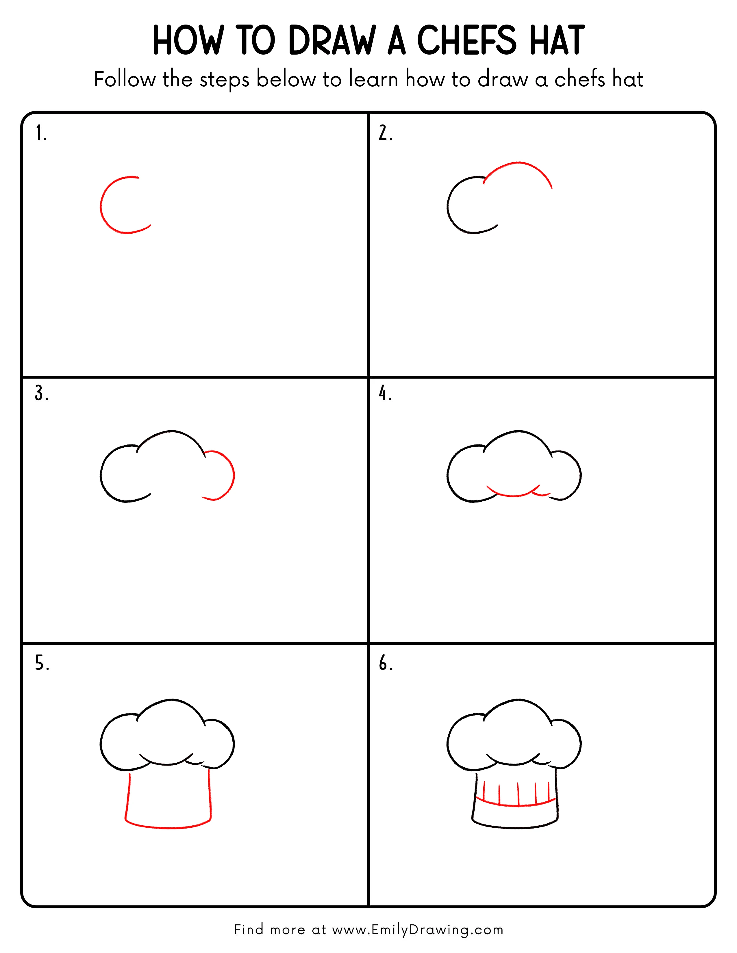 Printable Chefs Hat Drawing Guide